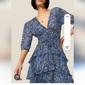 Maje Elegant Blue Patterned Women's Dress. Size 40